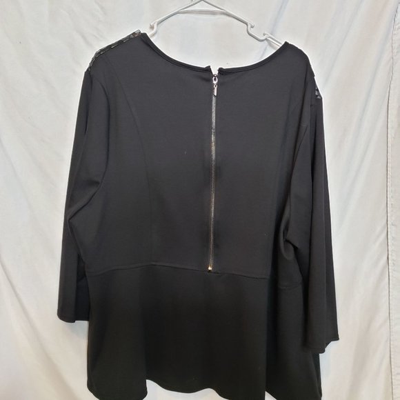 Catherines Black label 2X 22 24 Blouse Zip Back - Picture 5 of 6